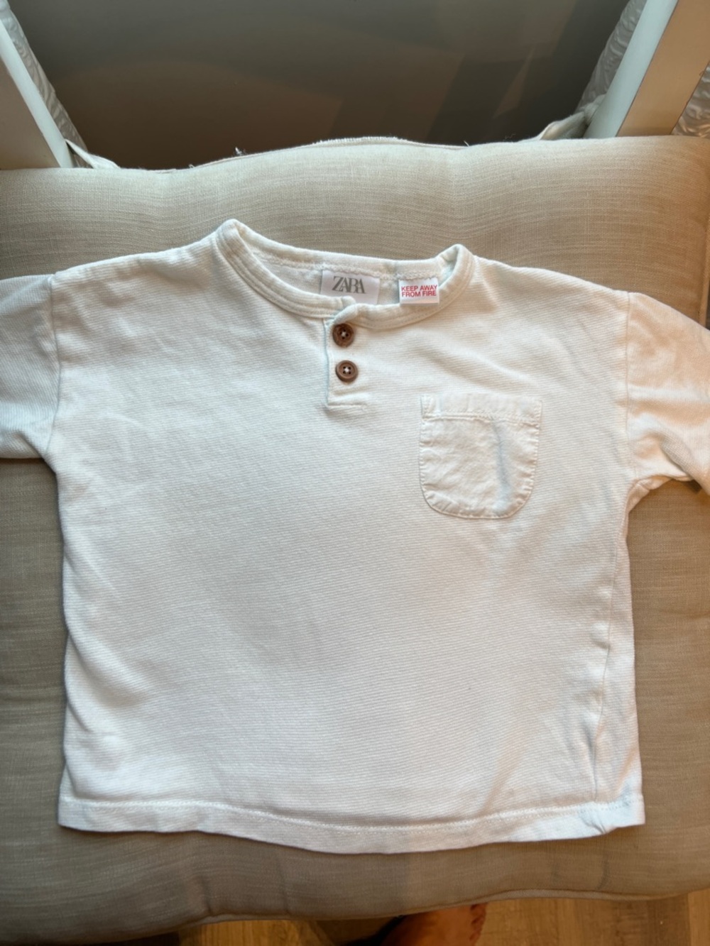 Zara Kids Cream Henley Pocket Tee